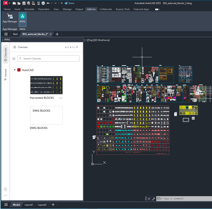 AVAIL for AutoCAD panel